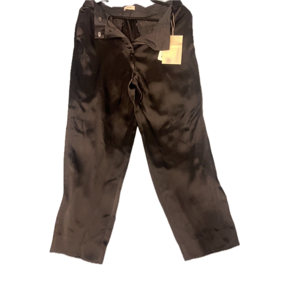 Toteme Low-Waist Satin Trousers Womens 36 Black New Straight Leg NWT - Picture 5 of 8